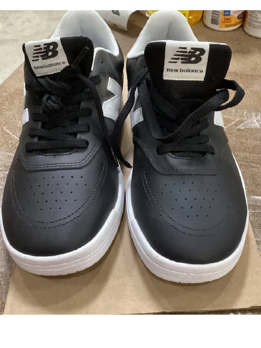 New Balance Men’s Black & White Leather Sneakers Casual Shoes